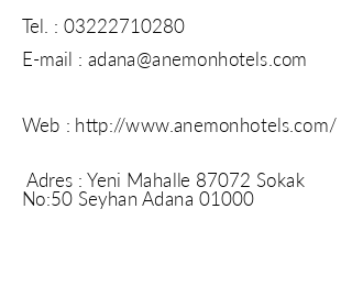 Anemon Adana iletiim bilgileri